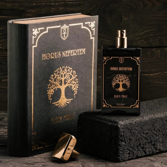 Luxury perfume bottle Black Magic 100ml by Horus Nefertem with oud, rose and amber notes.