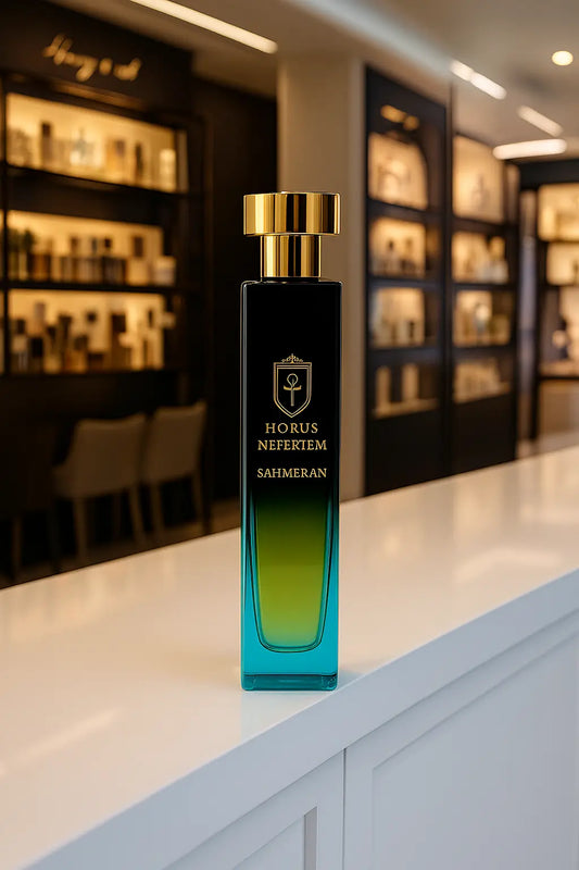 Horus Nefertem Shahmaran perfume – luxury fragrance with orange blossom, jasmine, violet, musk, and sandalwood notes