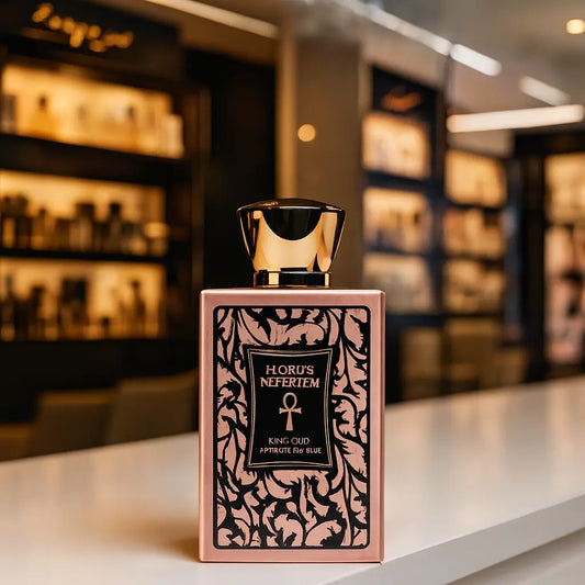 Horus Nefertem King Oud perfume – luxury men’s fragrance with myrrh, tonka bean, oud, and amber notes